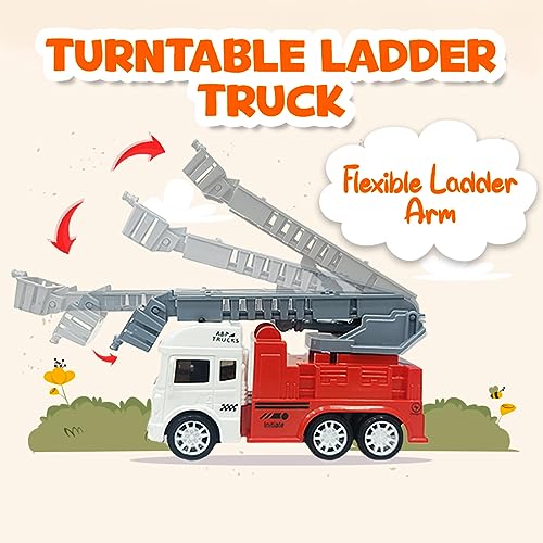 Wembley Fire Truck Toy Set of 4 | Friction Powered Push & Go Fire Engine Vehicles with Tanker, Ladder, Pumper & Man Lifter | Fire Rescue Playset for Kids 2-5 Years - Image 3