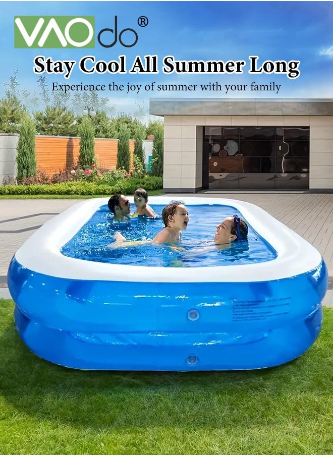 VAOdo Inflatable Pool with Electric Inflatable Pump, Thickened Family Swimming Pool for Toddlers for Kids and Adults, Outdoor, Garden, Backyard, Summer Water Party 201*150*50CM  - Image 2