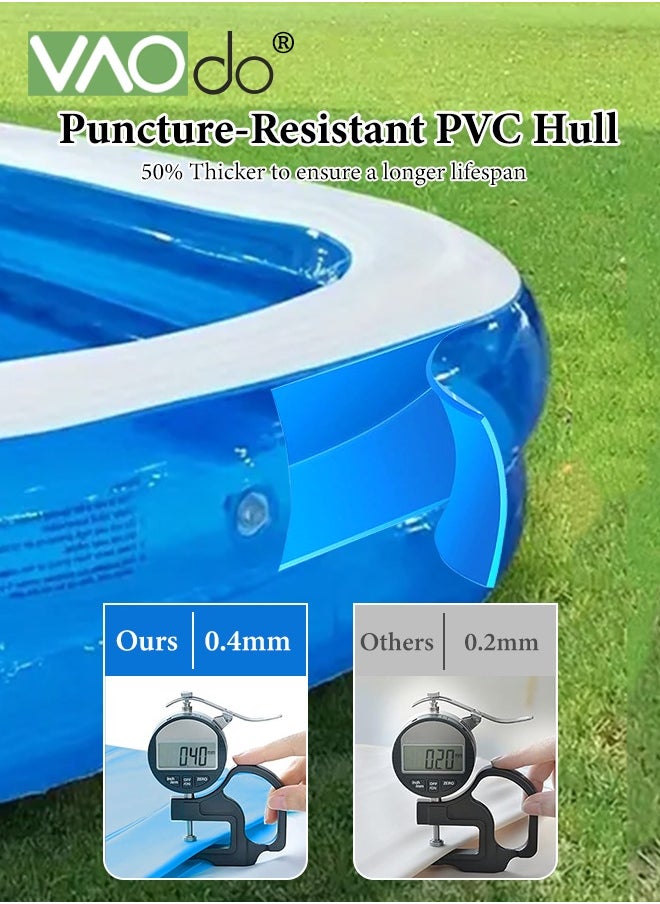 VAOdo Inflatable Pool with Electric Inflatable Pump, Thickened Family Swimming Pool for Toddlers for Kids and Adults, Outdoor, Garden, Backyard, Summer Water Party 201*150*50CM  - Image 3