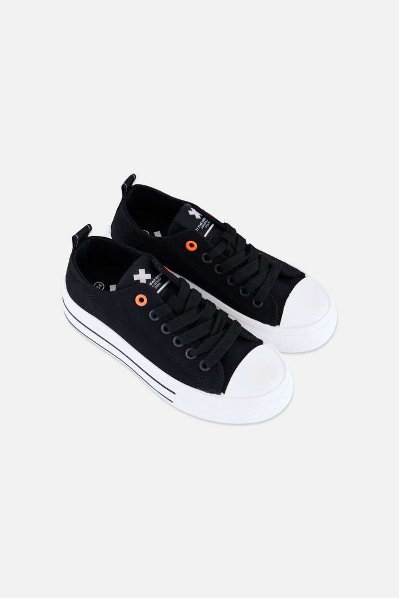 Xti Kids Boy Brand Logo Lace Up Casual Shoes, Black - Image 1