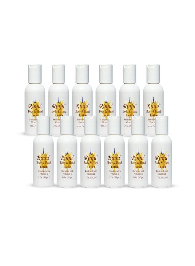 Rinju Body & Hand Lotion - Pack of 12 Non-Greasy Lotion for Women & Men - 2 Oz Body Lotion for Extremely Dry Skin - Vitamin E Daily Moisturizer & Protectant - Soothes & Softens Skin - Image 1