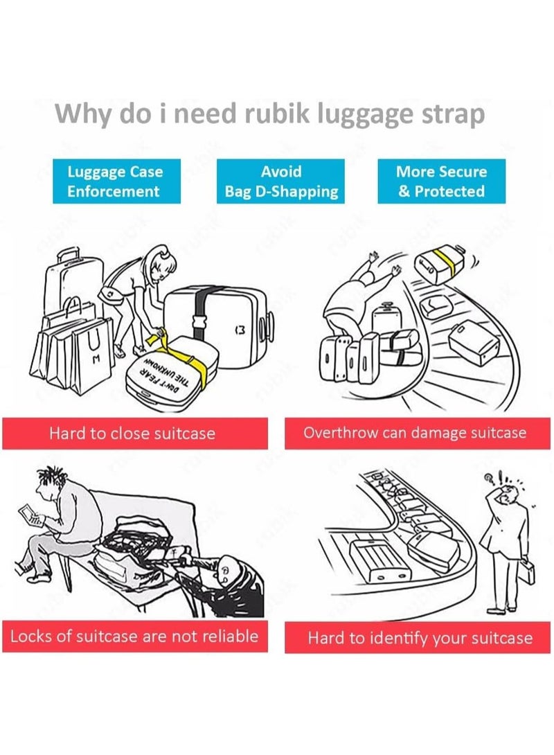 Rubik Cross Luggage Strap with Password, 150 Inch Adjustable Heavy Duty Travel Packing Belt for Bag Baggage Suitcase Safety (1 Pack) Dark Green  - Image 5