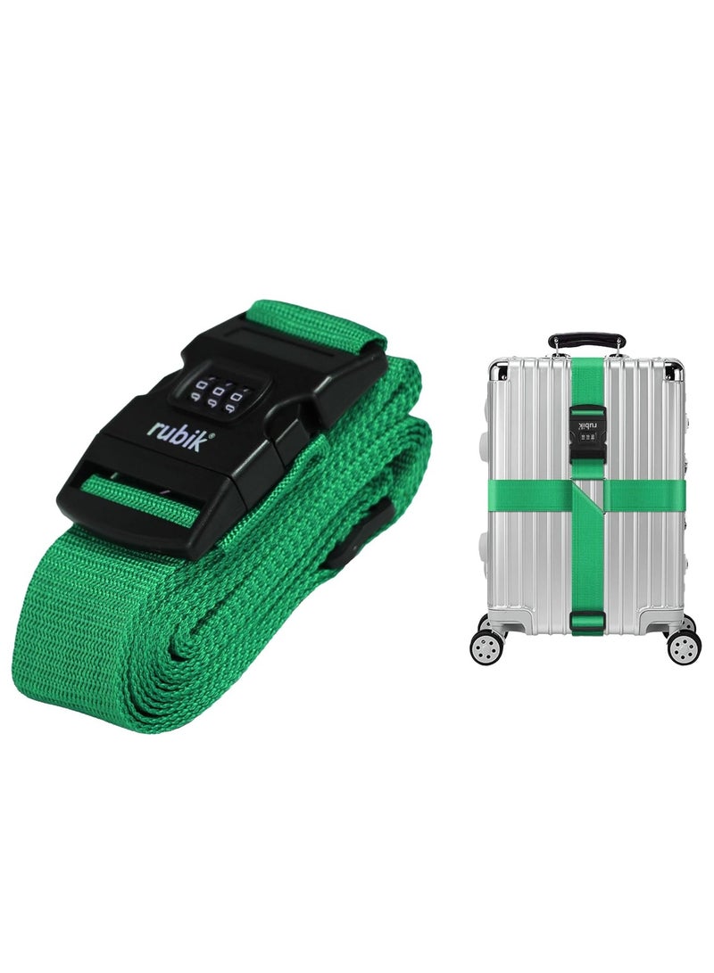 Rubik Cross Luggage Strap with Password, 150 Inch Adjustable Heavy Duty Travel Packing Belt for Bag Baggage Suitcase Safety (1 Pack) Dark Green  - Image 1