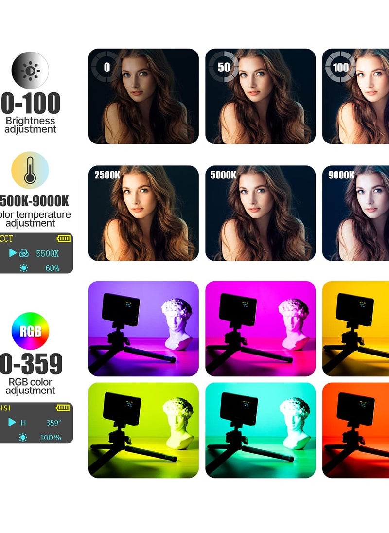 Y&D - RGB Video Light, Portable LED Camera Light Panel 0-360 Full Color, CRI 95+ 2500-9000K DSLR Lighting for Vlogging, Photography, Conference - Image 1