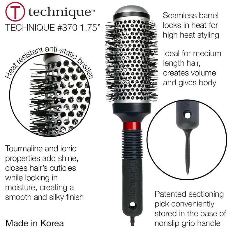 Cricket Technique Thermal Hair Brush #370 1.75â€ for Blow-Drying, Curling, and Styling â€“ Heat-Retaining Barrel with Anti-Static Tourmaline Bristles, Round Thermal Brush, Ideal for All Hair Types - Image 3