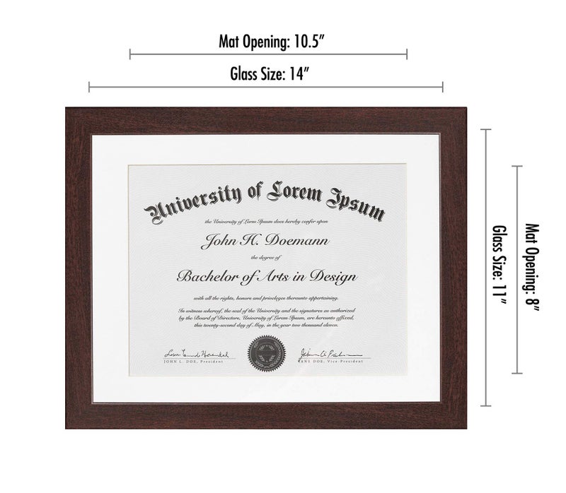 Americanflat 11x14 Diploma Frame with Shatter-Resistant Glass - Use as 8.5x11 Frame with Mat or Display 11x14 Documents Without Mat - Legacy Collection - Certificate Frames for Wall - Mahogany - Image 2