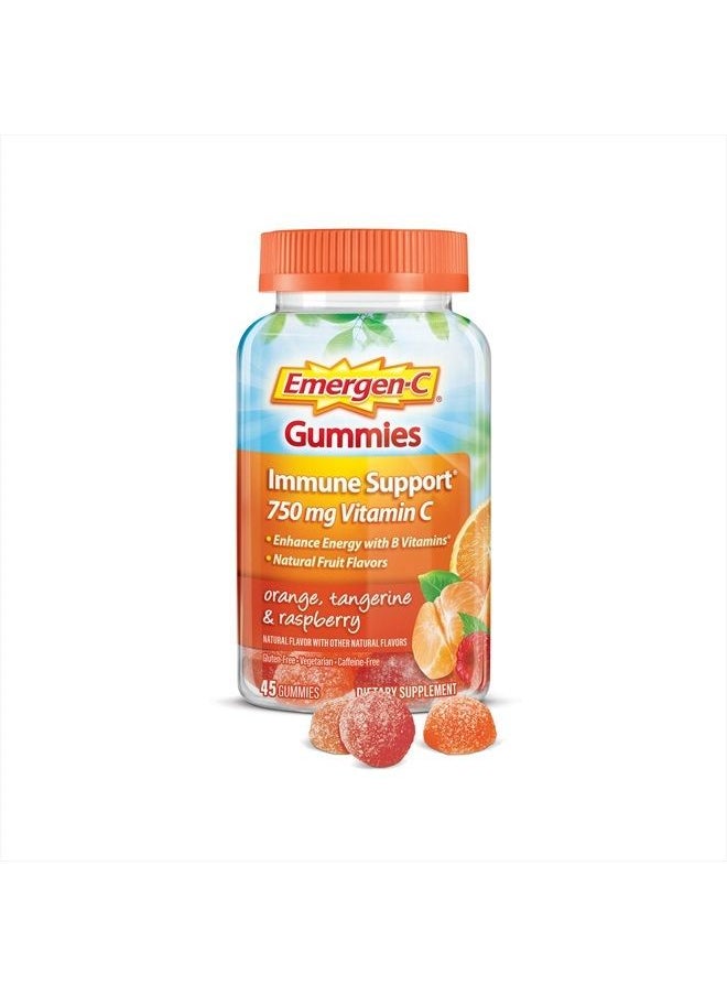 Emergen-C 750mg Vitamin C Gummies for Adults, Immunity Gummies with B Vitamins, Gluten Free, Orange, Tangerine and Raspberry Flavors - 45 Count  - Image 2