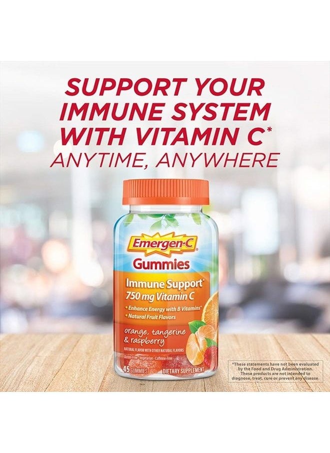 Emergen-C 750mg Vitamin C Gummies for Adults, Immunity Gummies with B Vitamins, Gluten Free, Orange, Tangerine and Raspberry Flavors - 45 Count  - Image 3