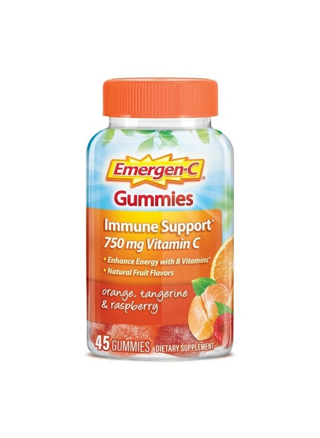 Emergen-C 750mg Vitamin C Gummies for Adults, Immunity Gummies with B Vitamins, Gluten Free, Orange, Tangerine and Raspberry Flavors - 45 Count  - Image 1