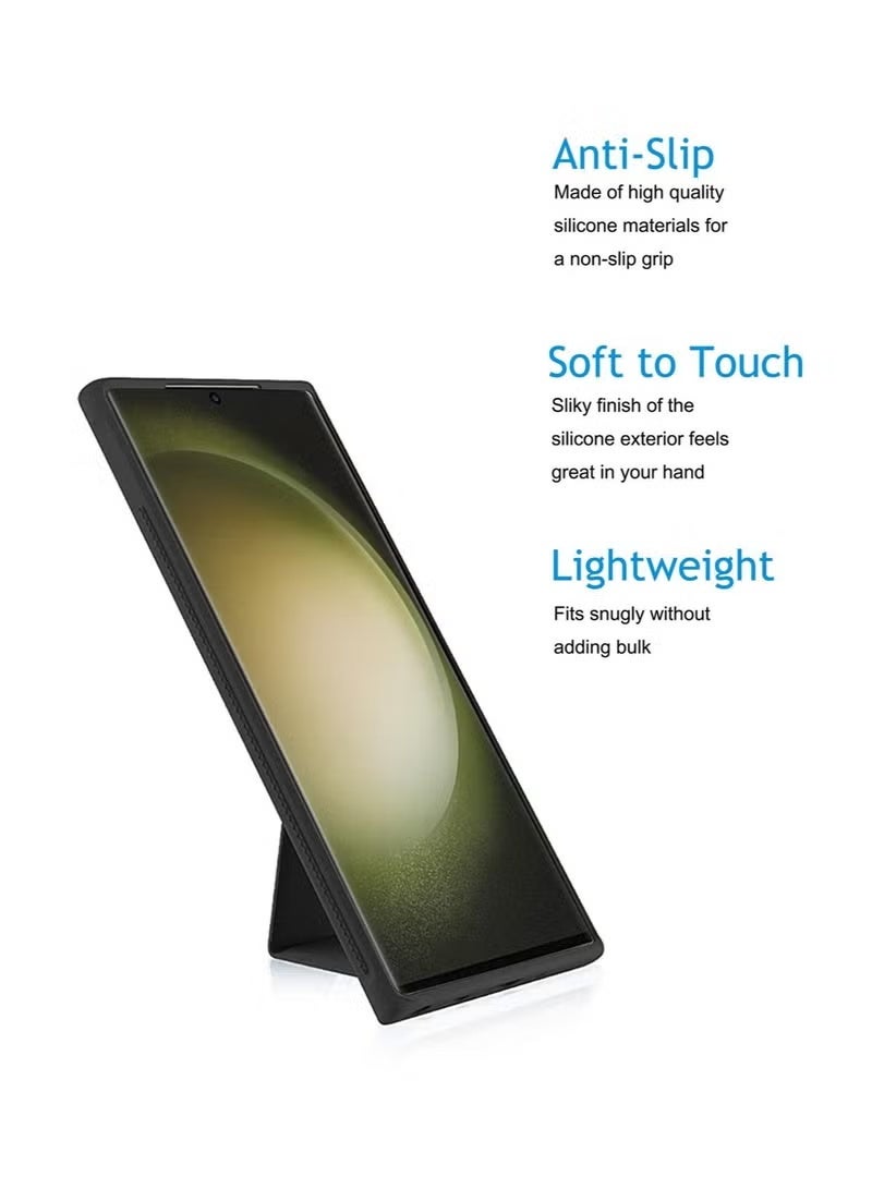 راكسوم جراب Samsung Galaxy S23 Ultra l غطاء مضاد للخدش مدمج بمسند لهاتف Samsung Galaxy S23 Ultra باللون الأسود - Image 4