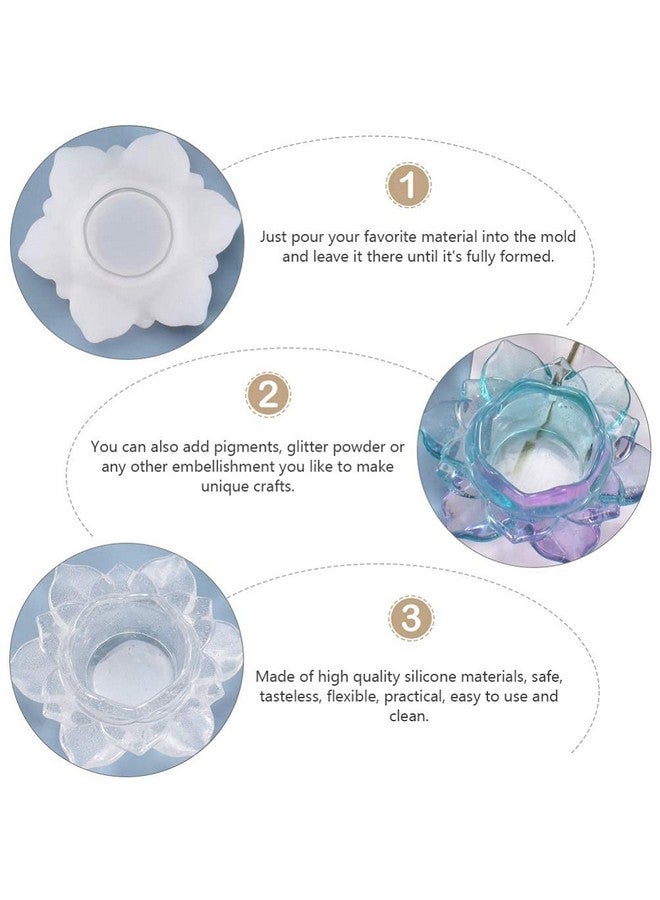 BRIGHTAIL INFRA BRIGHTAIL INFRA 1 pcs of Lotus Tealight Candles Holders Resin Mold Flower Candlestick Epoxy Casting Silicone Molds Lotus Storage Box Mold for DIY Candlestick, Jewelry Box, Candy Tray  - Image 5