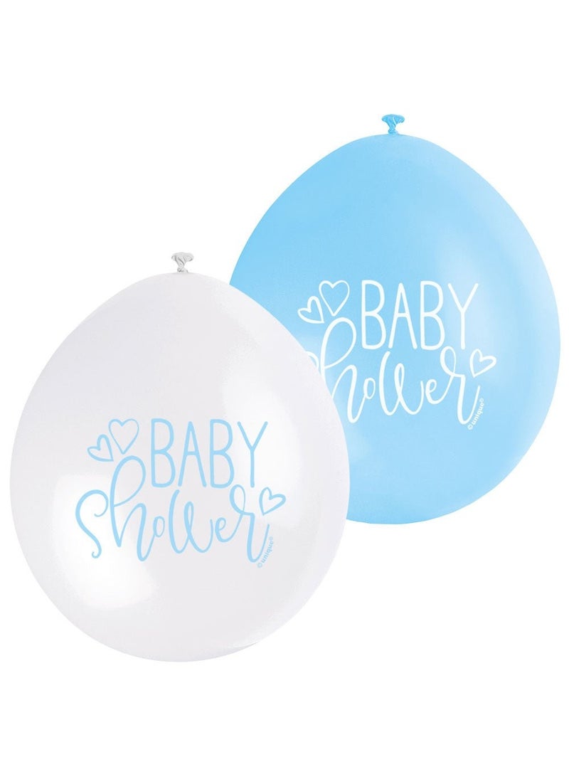 يونيك بالونات حفل استقبال المولود باللون الأزرق والأبيض من اللاتكس مقاس 23 سم، عبوة من 10 قطع