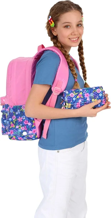 KAUKKO Soft Floral Surprise Pencil Bag Pink