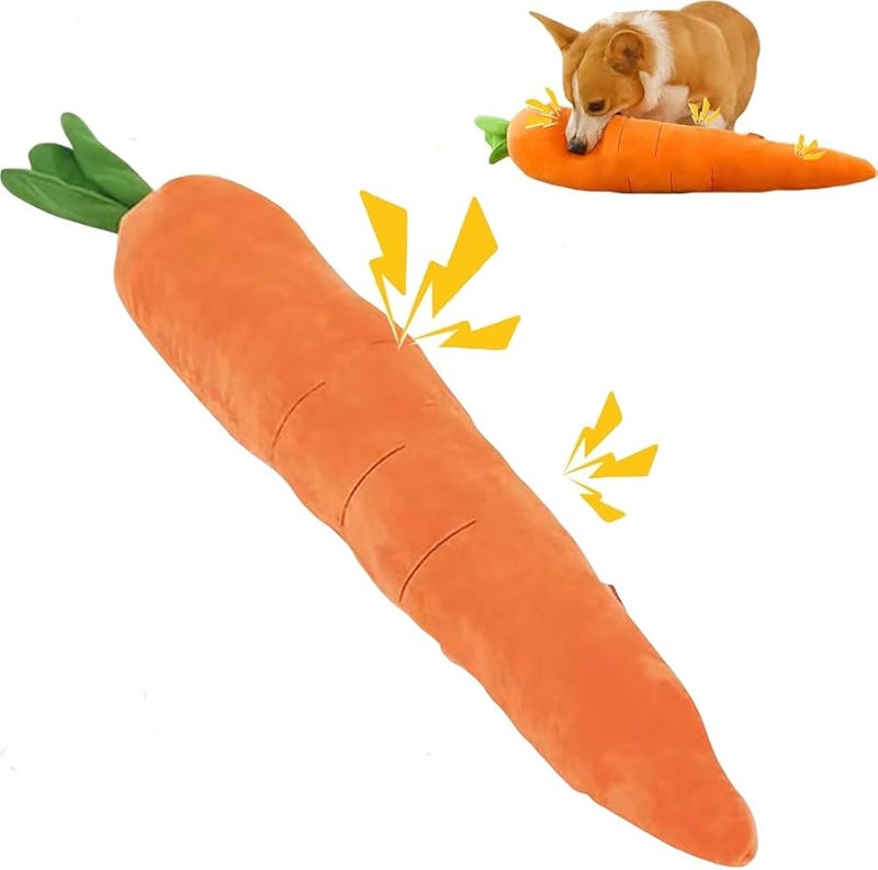 Calming Carrot Dog Toy Large Plush Squeaky Chew Toys For Puppies Interactive Games Anxiety Relief Stress Reduction Durable Pet Supplies Color A - Image 2