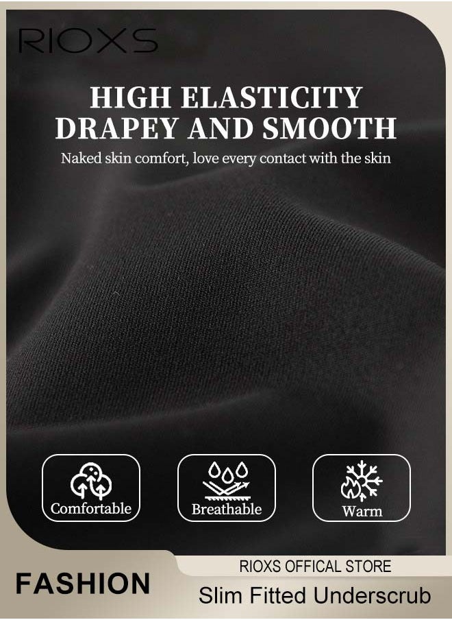 RIOXS - Women's Long Sleeve Basic Shirts, Comfortable Skin-friendly Slim Fitted Underscrub, Soft Stretchy Tops with Round Neck, Classic Simple Undershirt with Fitted Silhouette, Versatile Essential Piece that Can Adapt to Any Situation - Image 1