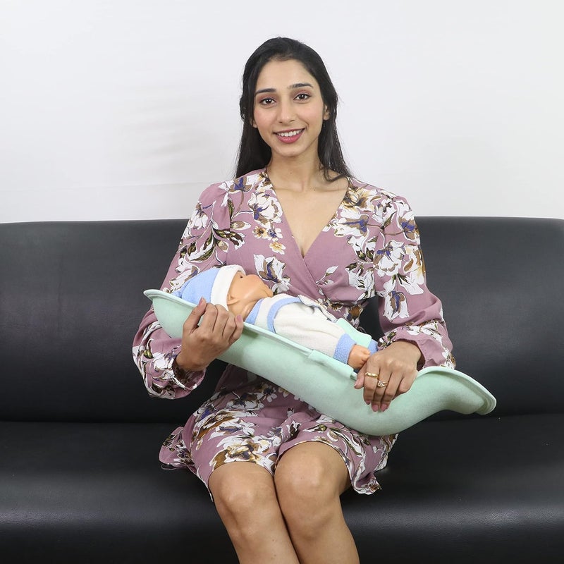 HOOPA وسادة تغذية هووبا باللون الأخضر | 2 في 1 | وسادة للرضاعة | حاملة للرضع | حاملة للمولود الجديد | وسادة للرضاعة | حاملة للأطفال المائلين - Image 1