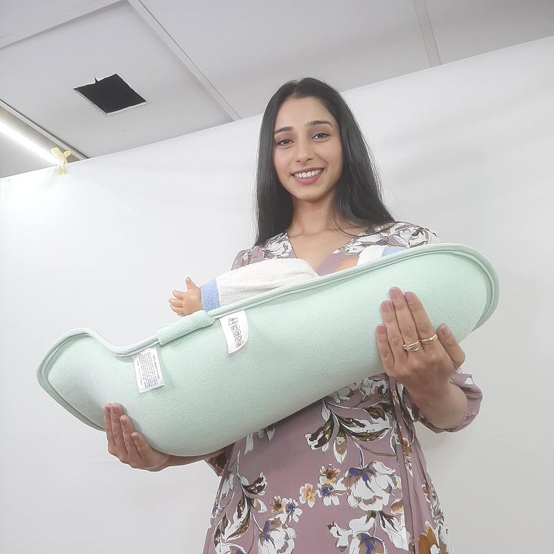 HOOPA وسادة تغذية هووبا باللون الأخضر | 2 في 1 | وسادة للرضاعة | حاملة للرضع | حاملة للمولود الجديد | وسادة للرضاعة | حاملة للأطفال المائلين - Image 5