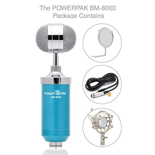 Powerpak BM 8000 Blue Condenser Sound Studio Recording Broadcasting Microphone (Requires Phantom Power or Sound Card) - Image 2