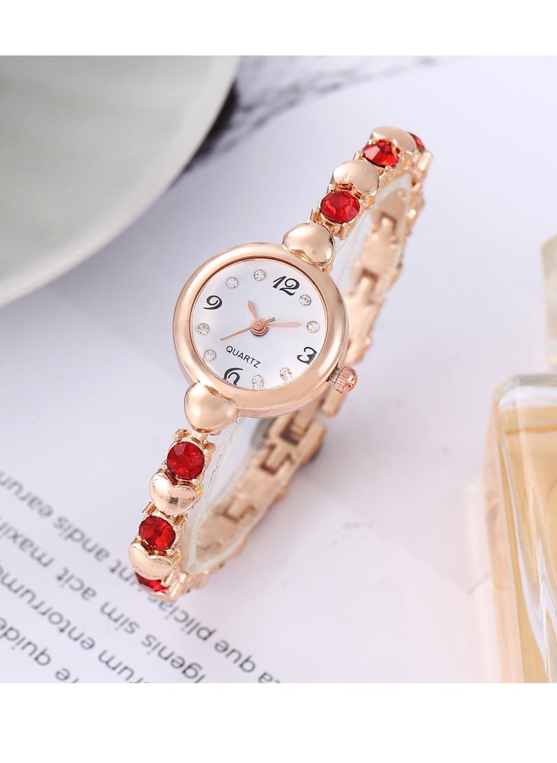 Generic Fashionable Ladies Bracelet Watch With Diamonds Simple Student Watch (Red)  - Image 1