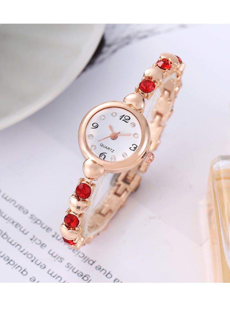 Generic Fashionable Ladies Bracelet Watch With Diamonds Simple Student Watch (Red)  - Image 2