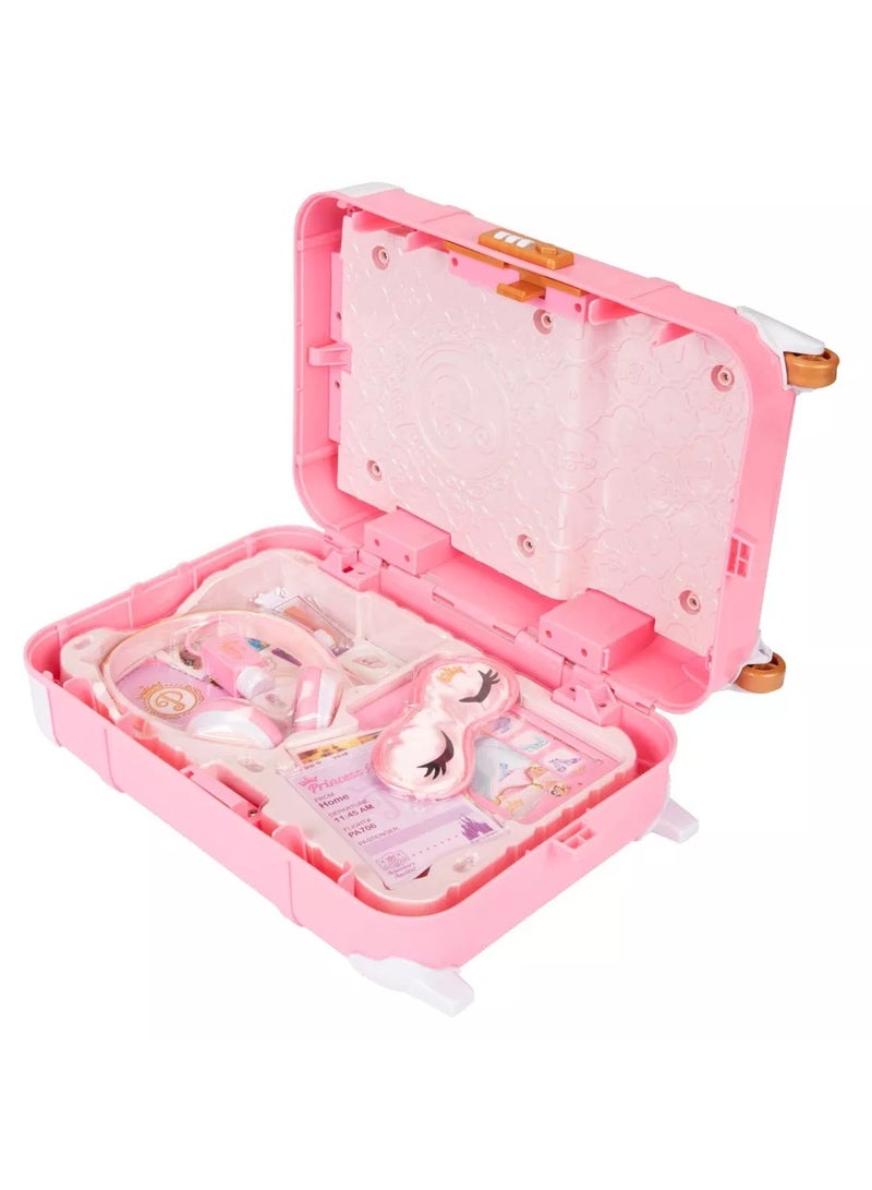 Disney طقم حقيبة السفر الفاخرة من ديزني برينسيس | تصميم واقعي | ملحقات السفر | لعب تمثيلي | لعب أدوار | هدية للفتيات | كابل "توصيل وتشغيل" يتصل بجهاز لوحي للعب أو سماعات رأس - Image 3