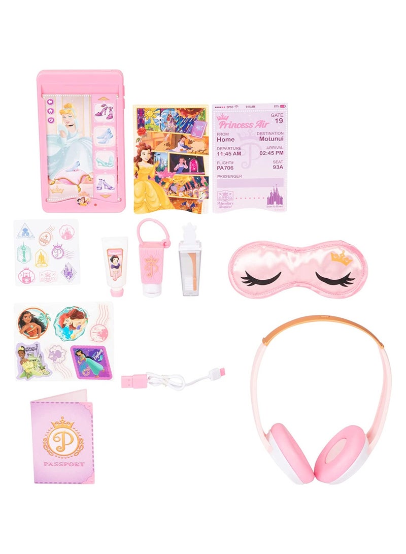 Disney طقم حقيبة السفر الفاخرة من ديزني برينسيس | تصميم واقعي | ملحقات السفر | لعب تمثيلي | لعب أدوار | هدية للفتيات | كابل "توصيل وتشغيل" يتصل بجهاز لوحي للعب أو سماعات رأس - Image 4