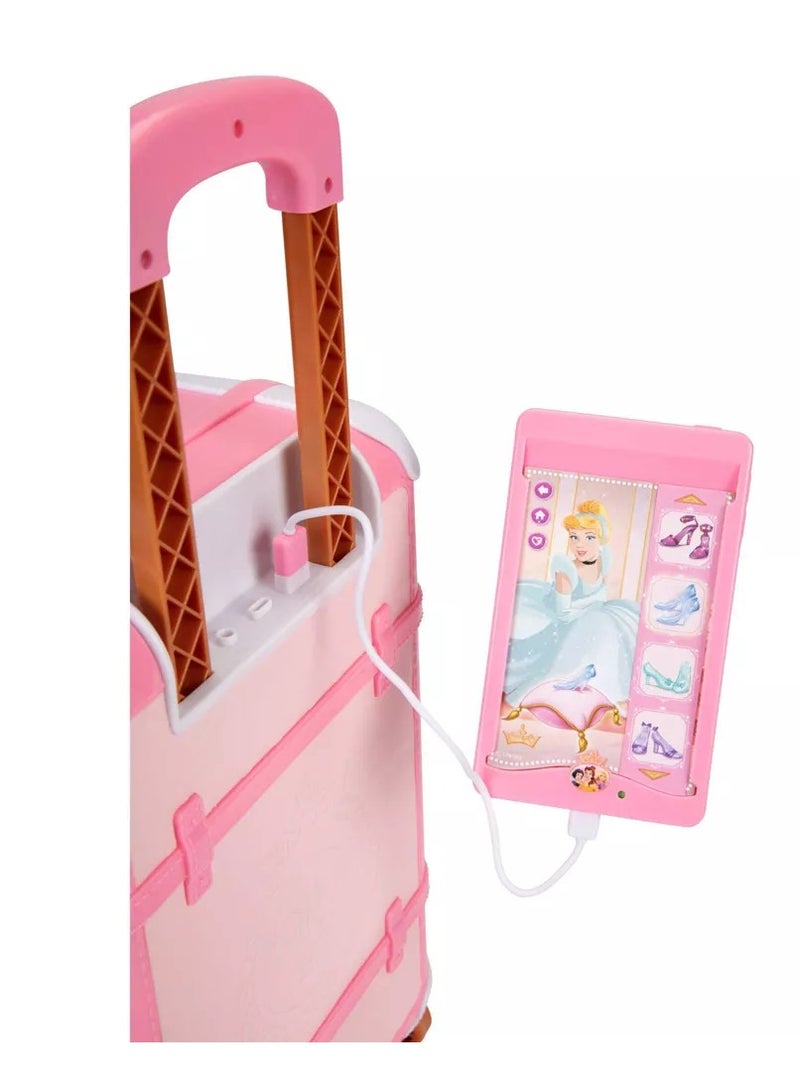 Disney طقم حقيبة السفر الفاخرة من ديزني برينسيس | تصميم واقعي | ملحقات السفر | لعب تمثيلي | لعب أدوار | هدية للفتيات | كابل "توصيل وتشغيل" يتصل بجهاز لوحي للعب أو سماعات رأس - Image 5