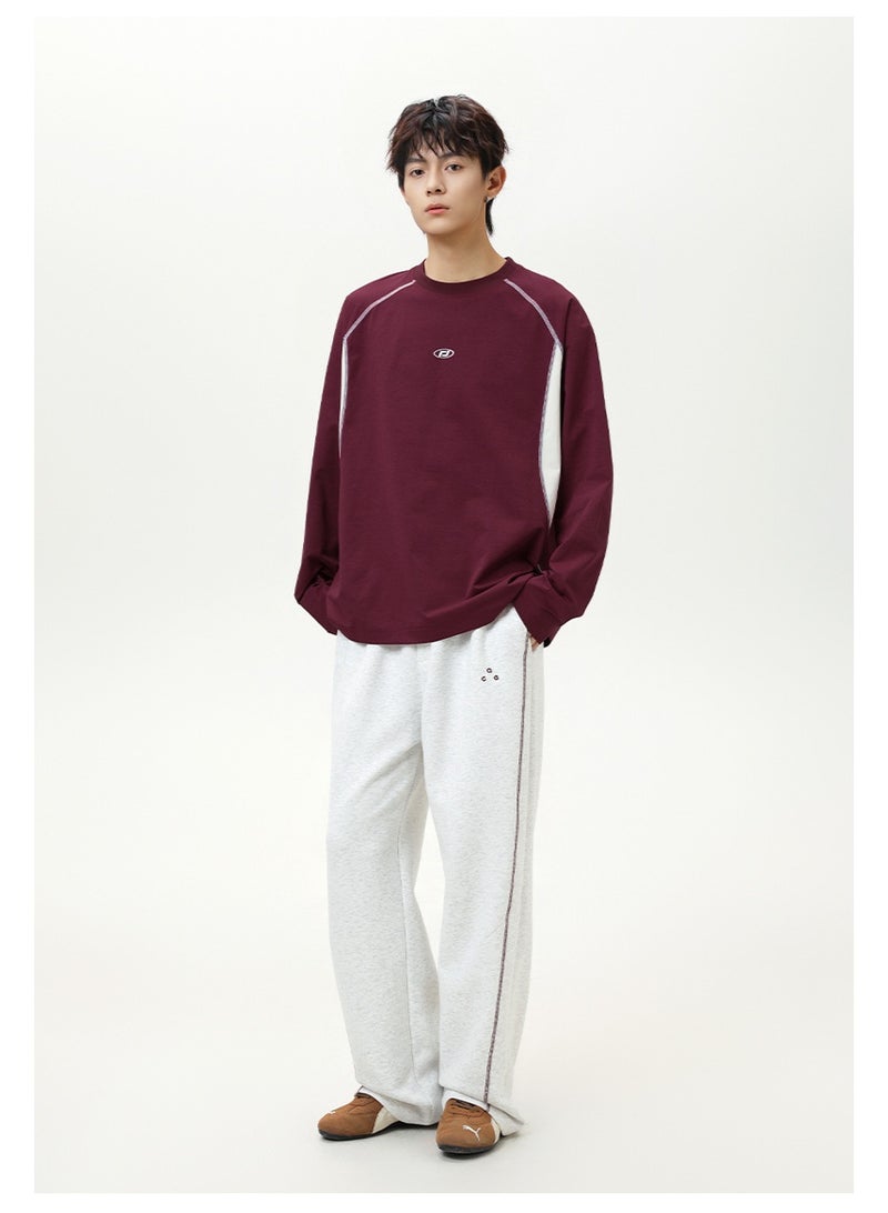 NIBEMINENT Men's Heavyweight  Rainbow Letter Embroidery Crewneck Sweatshirt Oversized Streetwear Pullover Hoodless Fall Casual Sweater - Image 2