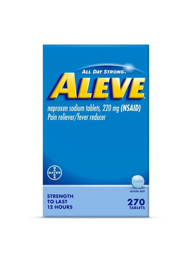 Aleve Pain Reliever & Fever Reducer Tablets, Naproxen Sodium, Headache, Back and Body Pain Relief Medicine, 270 Count - Image 1