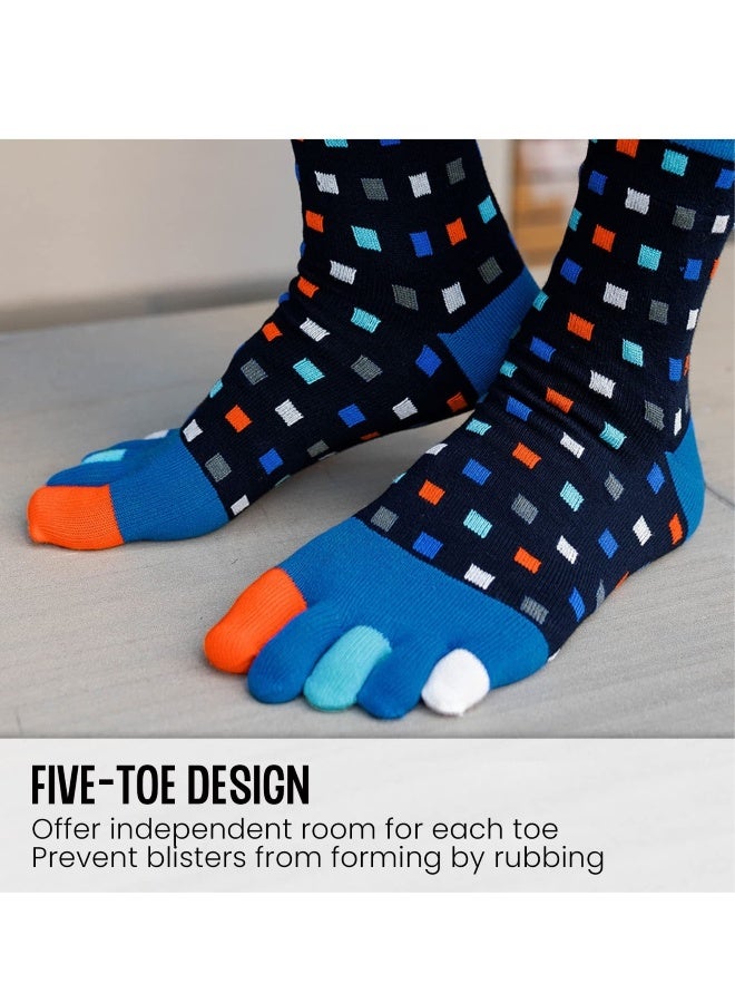 Toe Socks Mens Five Finger Socks Cotton Sports Running Socks, Athlete Crew Socks with Toe for Men, 5 Pairs - Image 2