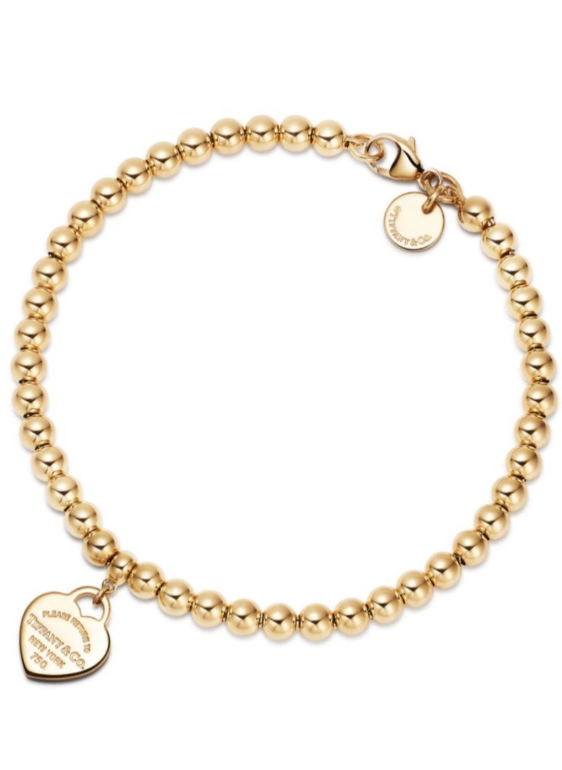 Tiffany Heart Enamel Beaded Bracelet 4mm