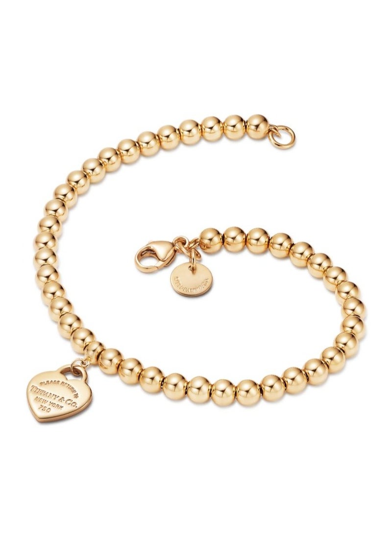 Tiffany Heart Enamel Beaded Bracelet 4mm