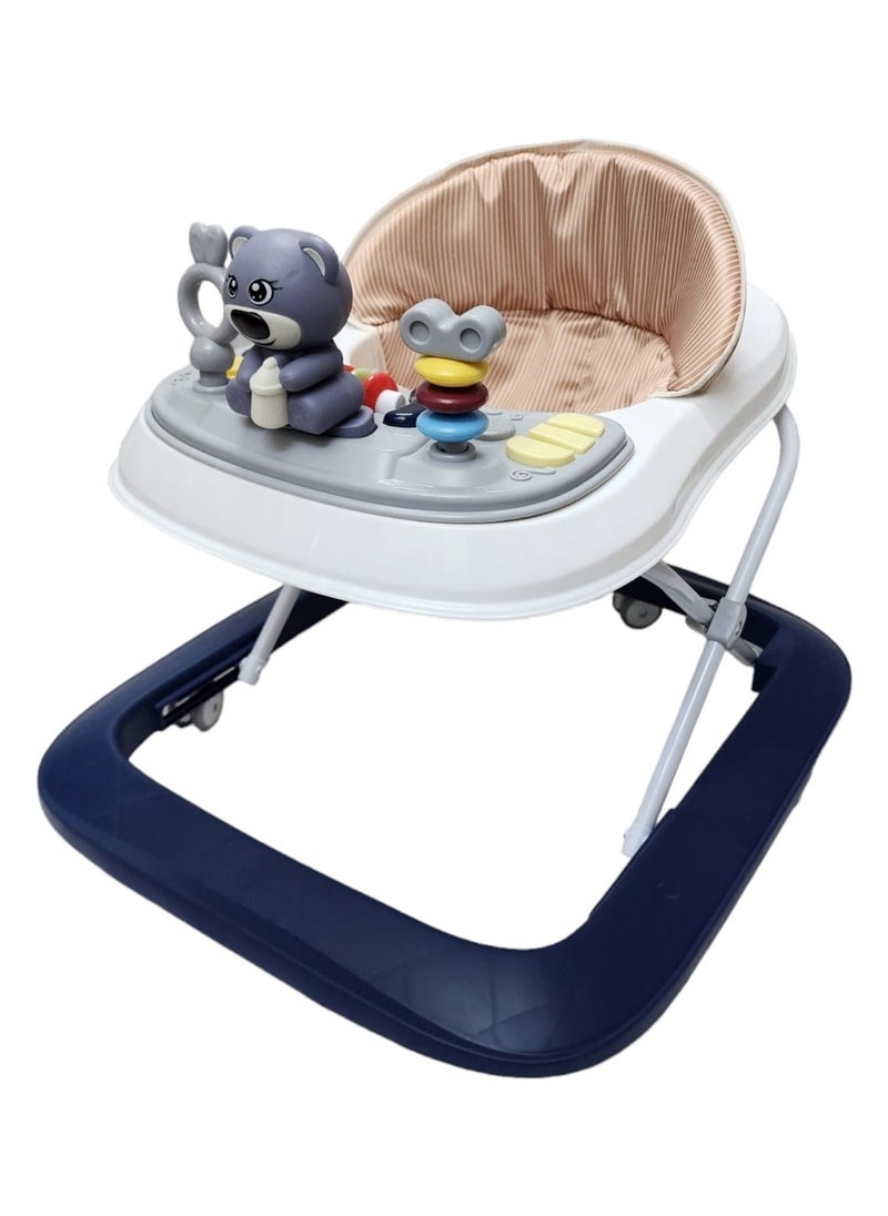 BABYCARA Baby Walker with 3 Height Adjustable & Tray Multi-Function Anti-Rollover Foldable and Musical Toy Bar for 6-18 Months  - Image 1