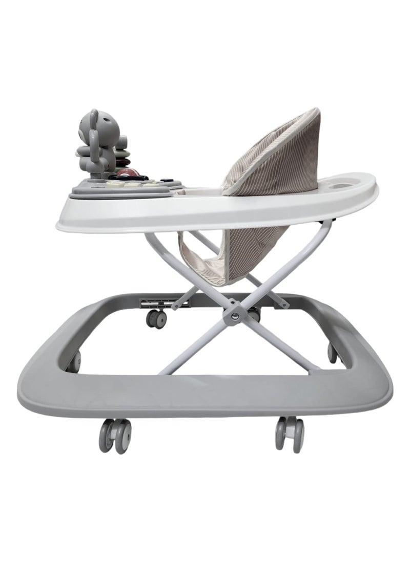 BABYCARA Baby Walker with 3 Height Adjustable & Tray Multi-Function Anti-Rollover Foldable and Musical Toy Bar for 6-18 Months  - Image 4