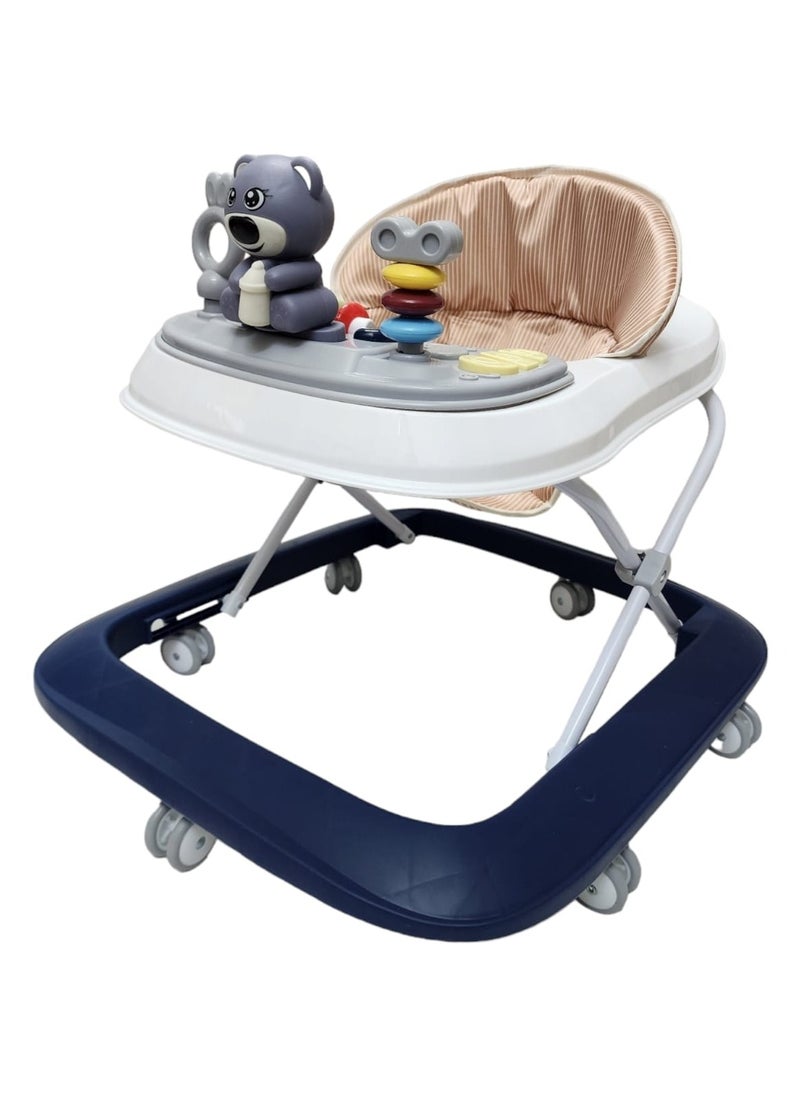 BABYCARA Baby Walker with 3 Height Adjustable & Tray Multi-Function Anti-Rollover Foldable and Musical Toy Bar for 6-18 Months  - Image 2