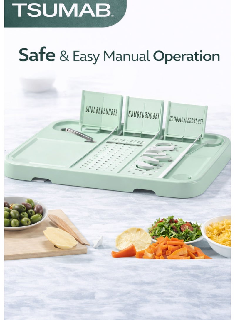 TSUMAB 5-in-1 Multifunctional Vegetable Slicer & Salad Spinner with Interchangeable Blades - Image 4