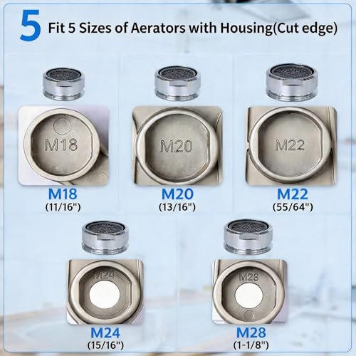Tylola Faucet Aerator Wrench – 11-in-1 Aerator Removal Tool for Cache Aerators (TT TJ JR STD TF) & Flat-Sided Aerators (M18 M20 M22 M24 M28) – Heavy-Duty Metal Aerator Key with Ergonomic Long Handle - Image 5