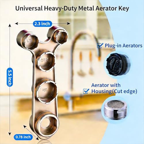 Tylola Faucet Aerator Wrench – 11-in-1 Aerator Removal Tool for Cache Aerators (TT TJ JR STD TF) & Flat-Sided Aerators (M18 M20 M22 M24 M28) – Heavy-Duty Metal Aerator Key with Ergonomic Long Handle - Image 2
