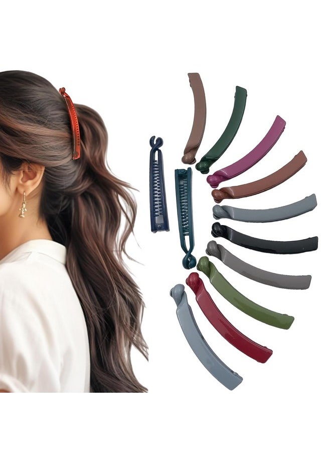 BIRDWARE BIRDWARE Big-Size Multi Color Imported Rubber Acrylic Material Stone Banana Hair Clips For Women (Multi Colour) | Hair Clutchers (Banana-Multi-Pc of 12)  - Image 1