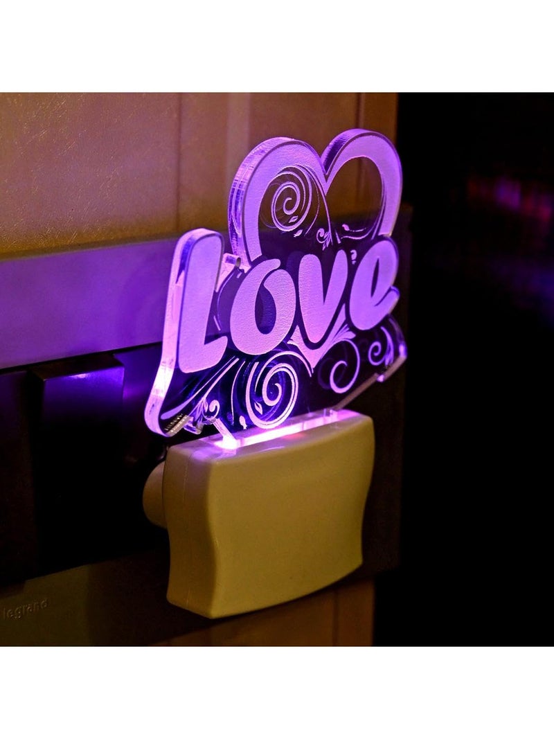 Somil 3D Illusion Bold Word of Love LED Plug & Play Wall Lamp, Self Color Changing, Dia: 5 X 10 X 5 Cm - Image 2