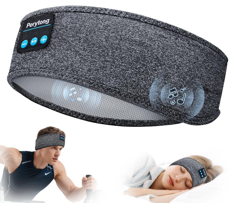 Perytong Sleep Headphones Wireless, Bluetooth Sports Headband Headphones with Ultra-Thin HD Stereo Speakers Perfect for Sleeping,Workout,Jogging,Yoga,Insomnia, Air Travel, Meditation (Grey) - Image 1