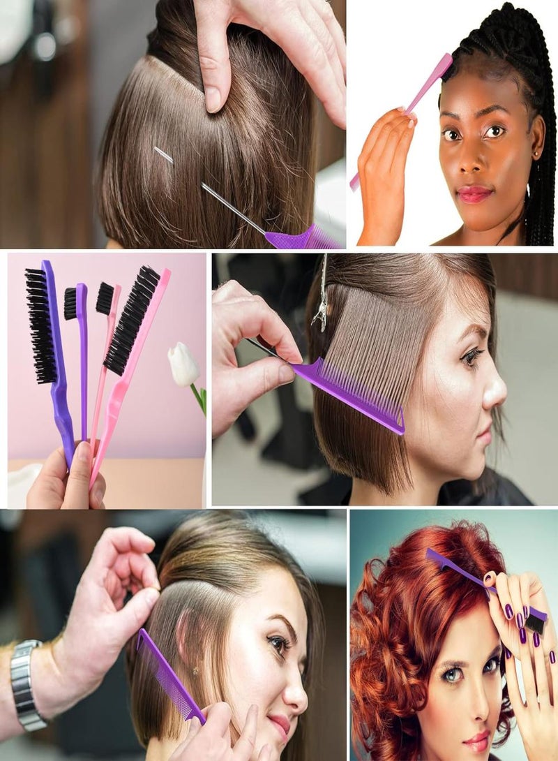 KHAJUL 12-Piece Hair Brush Set for Women, Spray Bottle, Slick Back Hair Brushes for Toddlers, Soft Scalp Massager, Detangling Hairbrush for Wet Dry Curly Hair Detangling, Wide Tooth Combs (Purple) - Image 3