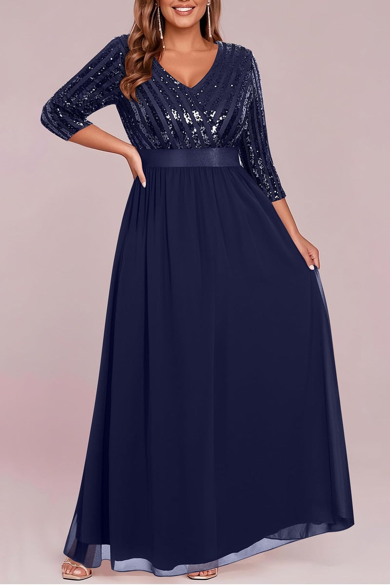 Talisea Mother of The Bride Dresses Plus Size Navy Blue Formal Dress Long Evening Gowns Elegant Prom Party Wedding Guest - Image 4
