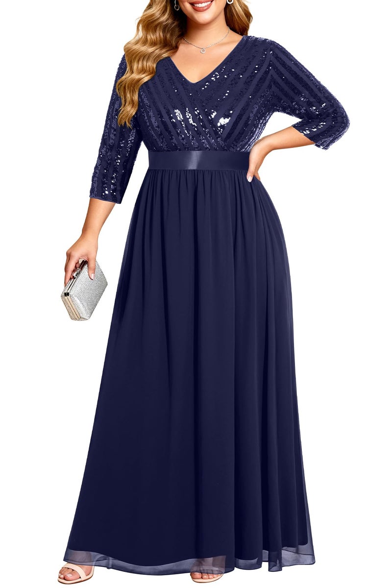 Talisea Mother of The Bride Dresses Plus Size Navy Blue Formal Dress Long Evening Gowns Elegant Prom Party Wedding Guest - Image 1