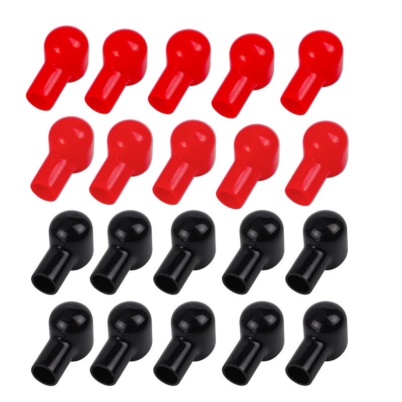 Battery Terminal Boots Insulating Covers 20 Pack 10 Red10 Black Protector Cable Lug Caps Replacement Tools for Auto Marine Commercial and Power Sports Insulating Rubber Covers Skins Tool Parts