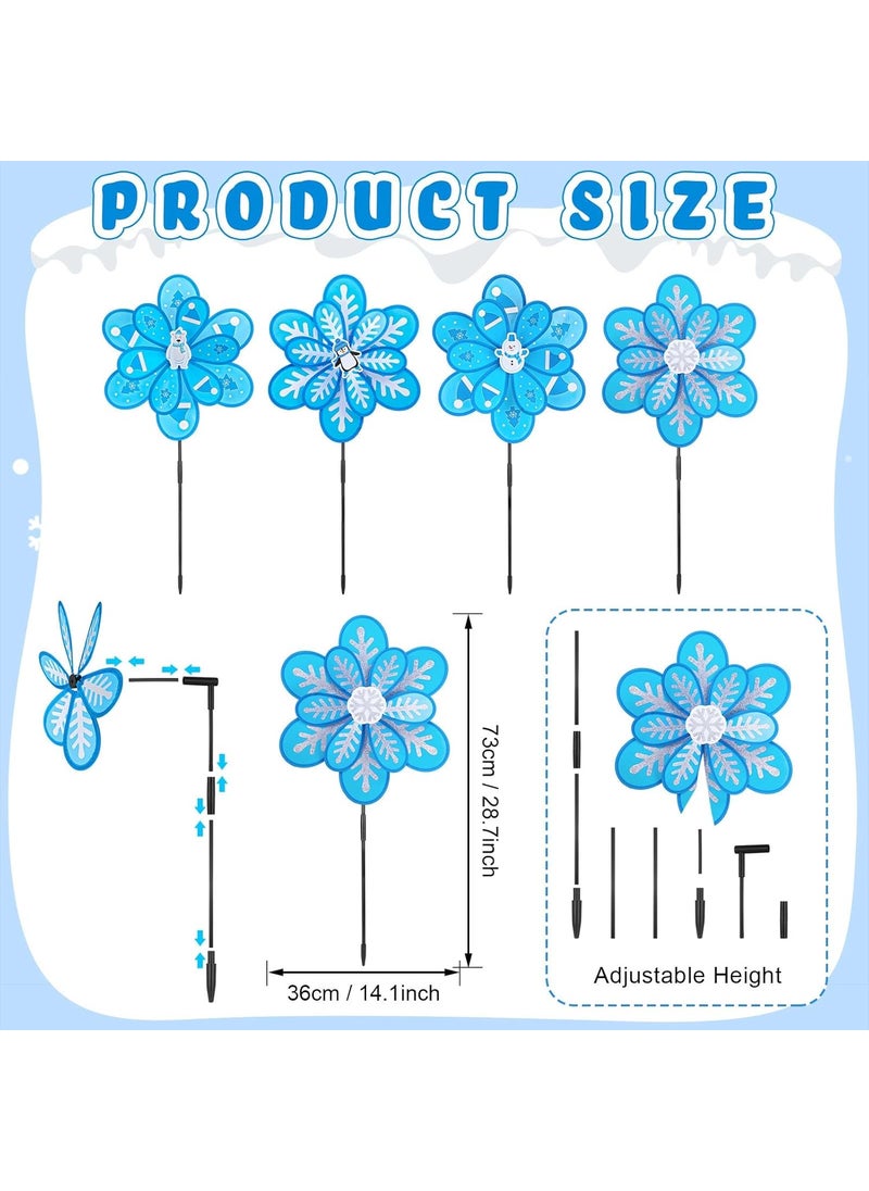 Civaner Civaner 8 Pcs Large Winter Wind Spinners 287 Inch Snowflake Yard Stakes Winter Outdoor Decorations Pinwheels with Stakes Snowflake Windmills 3D Snowman Wind Sculptures for Garden Winter Decor  - Image 4