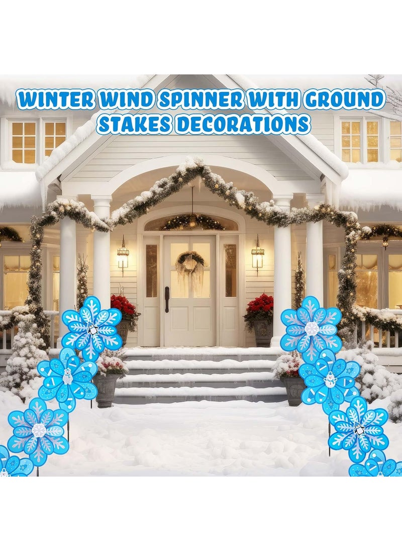 Civaner Civaner 8 Pcs Large Winter Wind Spinners 287 Inch Snowflake Yard Stakes Winter Outdoor Decorations Pinwheels with Stakes Snowflake Windmills 3D Snowman Wind Sculptures for Garden Winter Decor  - Image 3