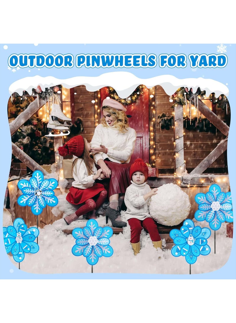 Civaner Civaner 8 Pcs Large Winter Wind Spinners 287 Inch Snowflake Yard Stakes Winter Outdoor Decorations Pinwheels with Stakes Snowflake Windmills 3D Snowman Wind Sculptures for Garden Winter Decor  - Image 5