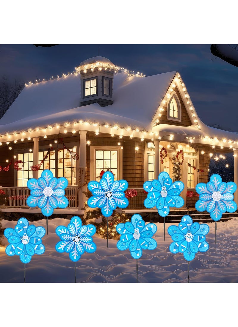 Civaner Civaner 8 Pcs Large Winter Wind Spinners 287 Inch Snowflake Yard Stakes Winter Outdoor Decorations Pinwheels with Stakes Snowflake Windmills 3D Snowman Wind Sculptures for Garden Winter Decor  - Image 1