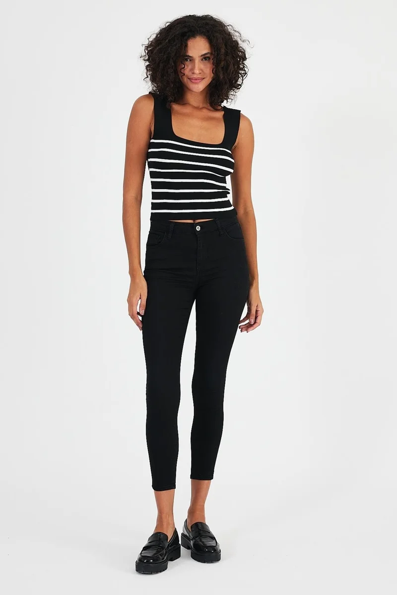 Alexander Gardi Alexandergardı Square Neck Striped Crop ATHLET (A92341-S)
